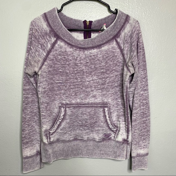 Roxy Tops - ROXY BURNOUT ZIPPER BACK PULLOVER SWEATSHIRT